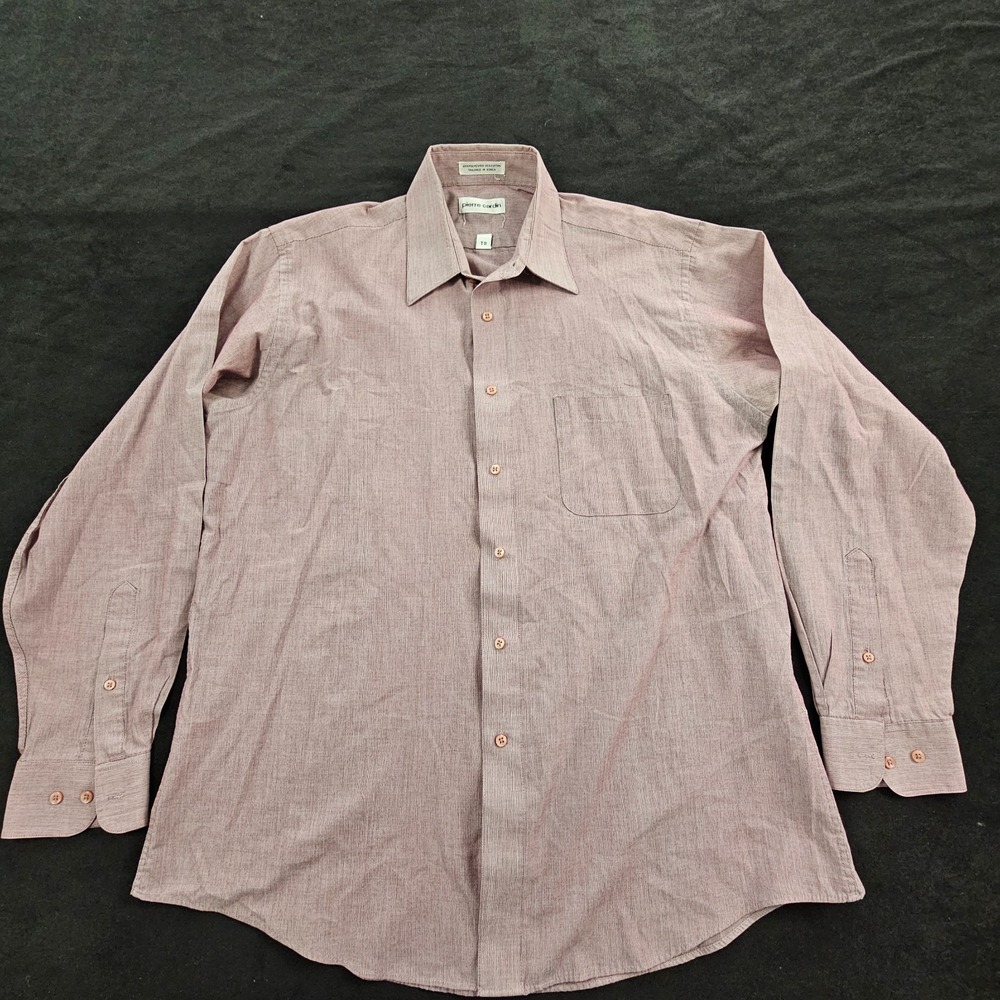 Pierre Cardin Red Long Sleeve Button-Up Dress Shirt Men's 16-16.5 34/35